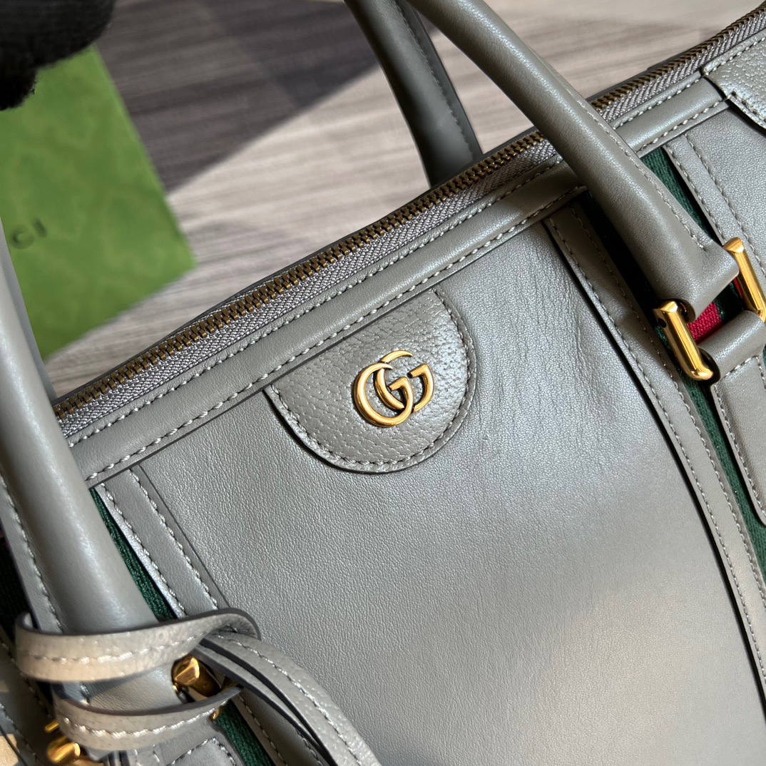 Gucci Large Bauletto Top Handle Bag With Double G Grey/Brown For Men 15.7in/40cm