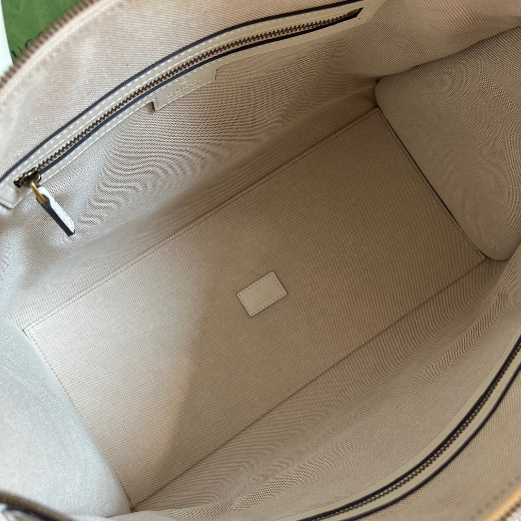 Gucci Large Bauletto Top Handle Bag With Double G White/Brown For Men 15.7in/40cm