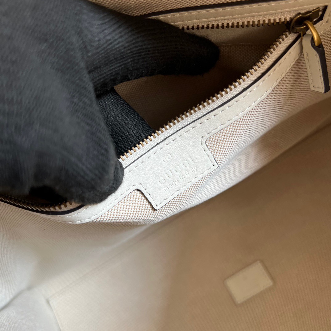 Gucci Large Bauletto Top Handle Bag With Double G White/Brown For Men 15.7in/40cm