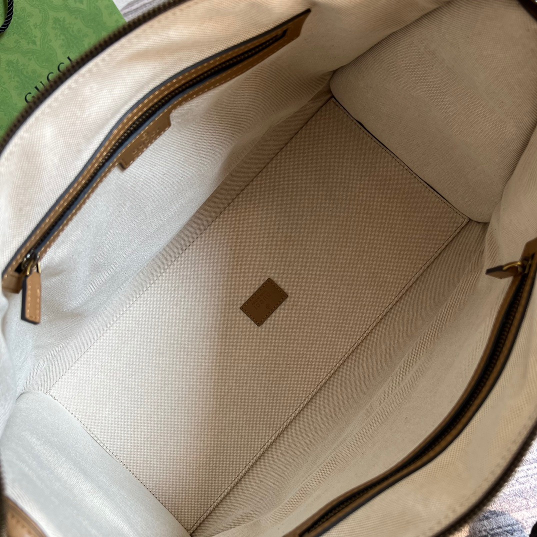 Gucci Large Bauletto Top Handle Bag With Double G White/Brown For Men 15.7in/40cm