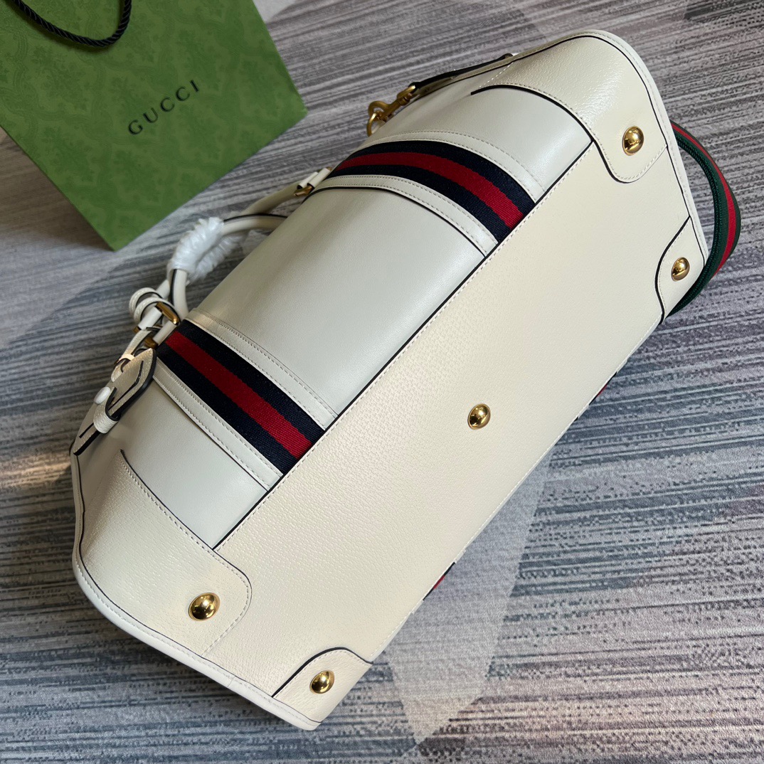 Gucci Large Bauletto Top Handle Bag With Double G White/Brown For Men 15.7in/40cm