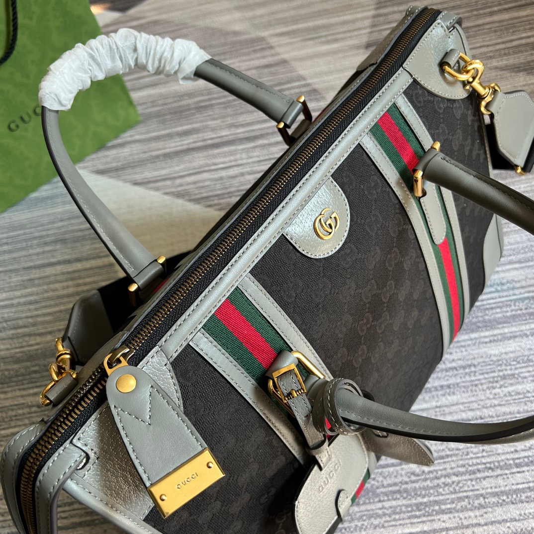 Gucci Large Bauletto Top Handle Bag With Double G White/Grey For Men 15.7in/40cm