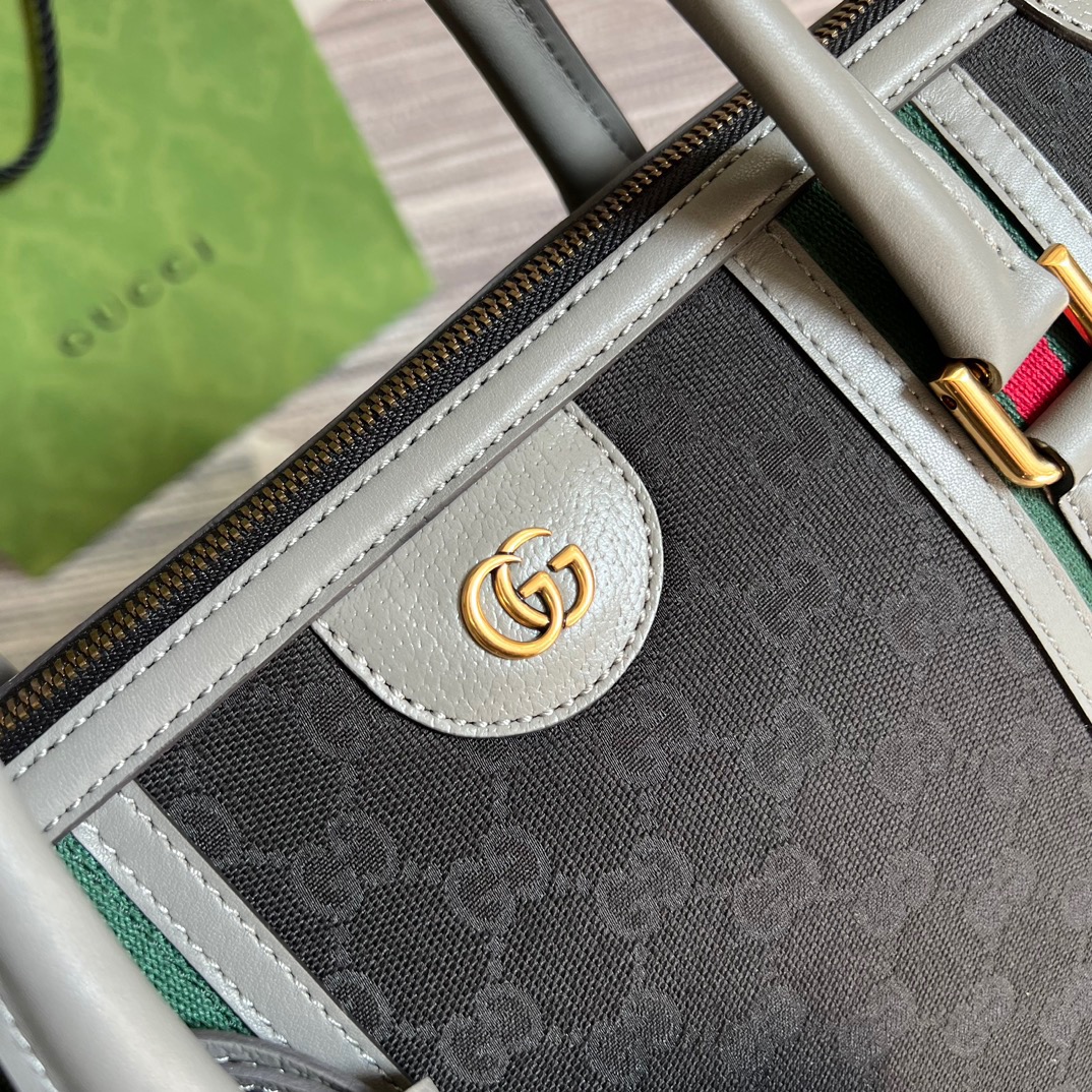 Gucci Large Bauletto Top Handle Bag With Double G White/Grey For Men 15.7in/40cm
