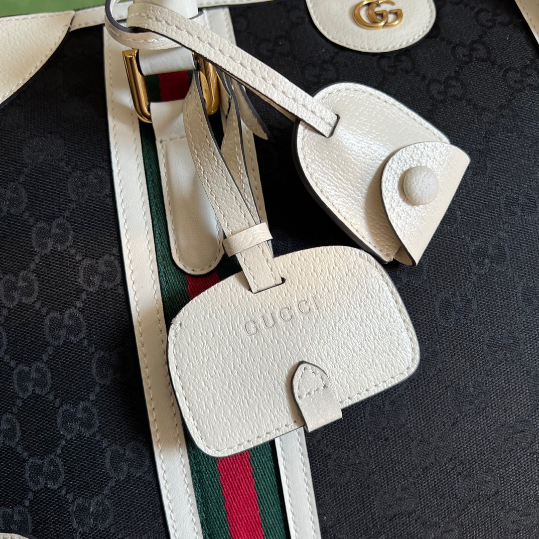 Gucci Large Bauletto Top Handle Bag With Double G White/Grey For Men 15.7in/40cm