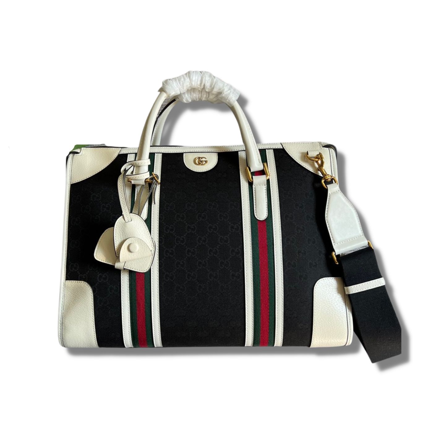 Gucci Large Bauletto Top Handle Bag With Double G White/Grey For Men 15.7in/40cm