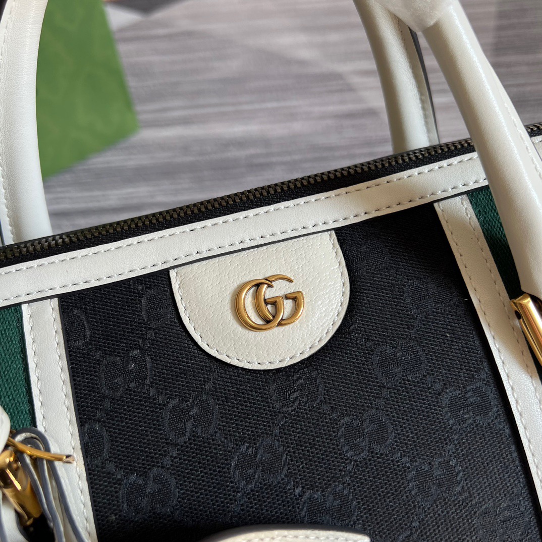 Gucci Large Bauletto Top Handle Bag With Double G White/Grey For Men 15.7in/40cm