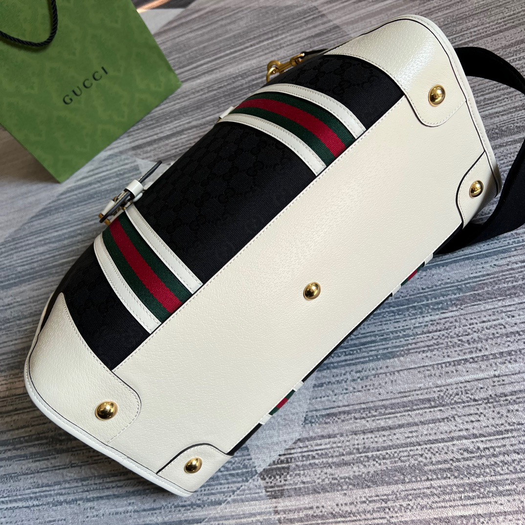 Gucci Large Bauletto Top Handle Bag With Double G White/Grey For Men 15.7in/40cm