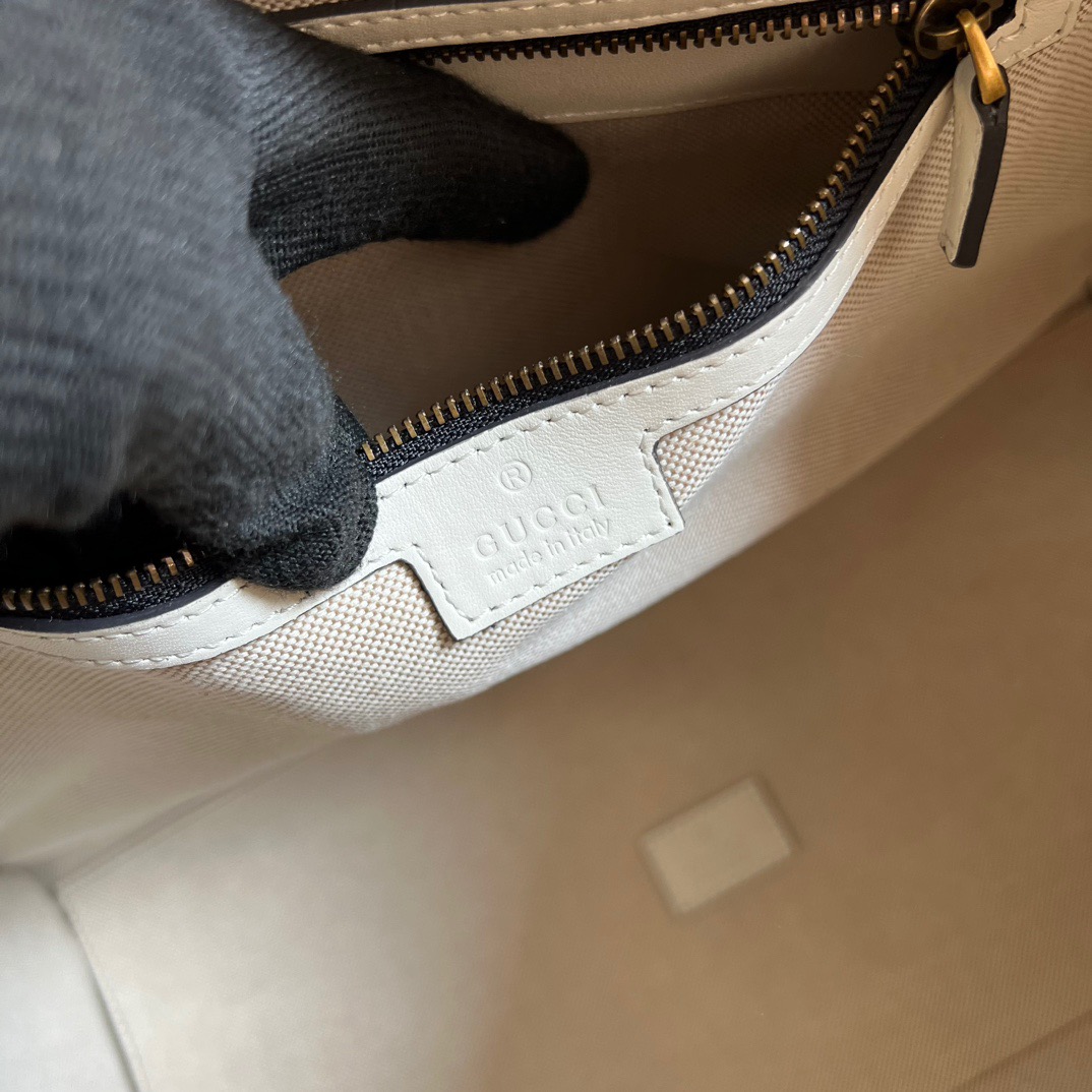 Gucci Large Bauletto Top Handle Bag With Double G White/Grey For Men 15.7in/40cm