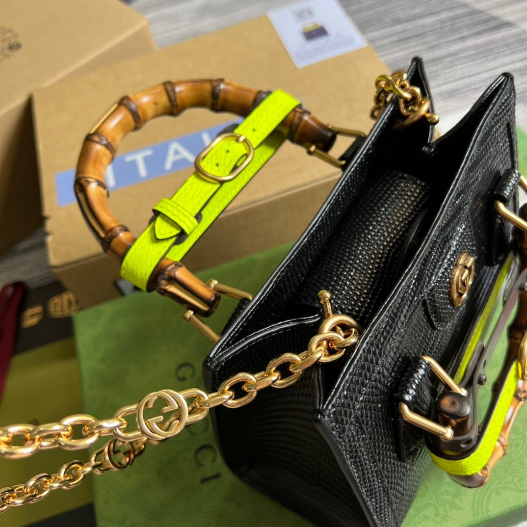 Gucci Lizard Mini Tote Bag Green For Women, Women’s Bags 7.9in/20cm GG