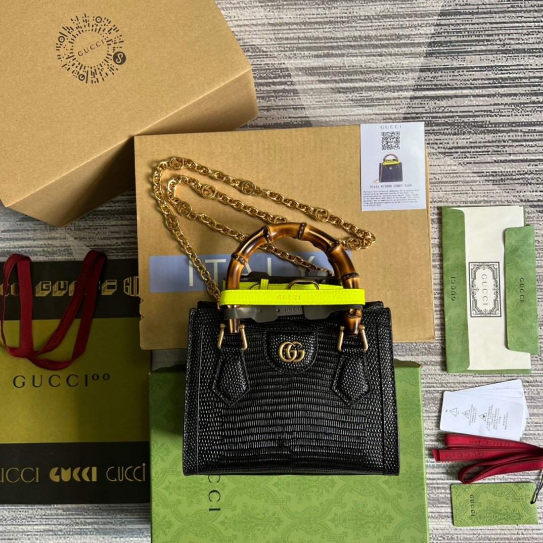 Gucci Lizard Mini Tote Bag Green For Women, Women’s Bags 7.9in/20cm GG