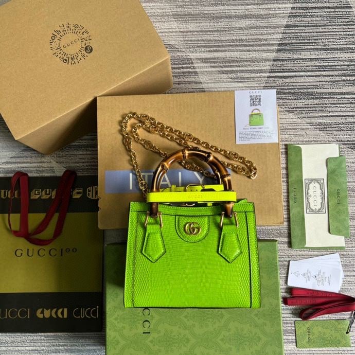 Gucci Lizard Mini Tote Bag Yellow For Women, Women’s Bags 7.9in/20cm GG