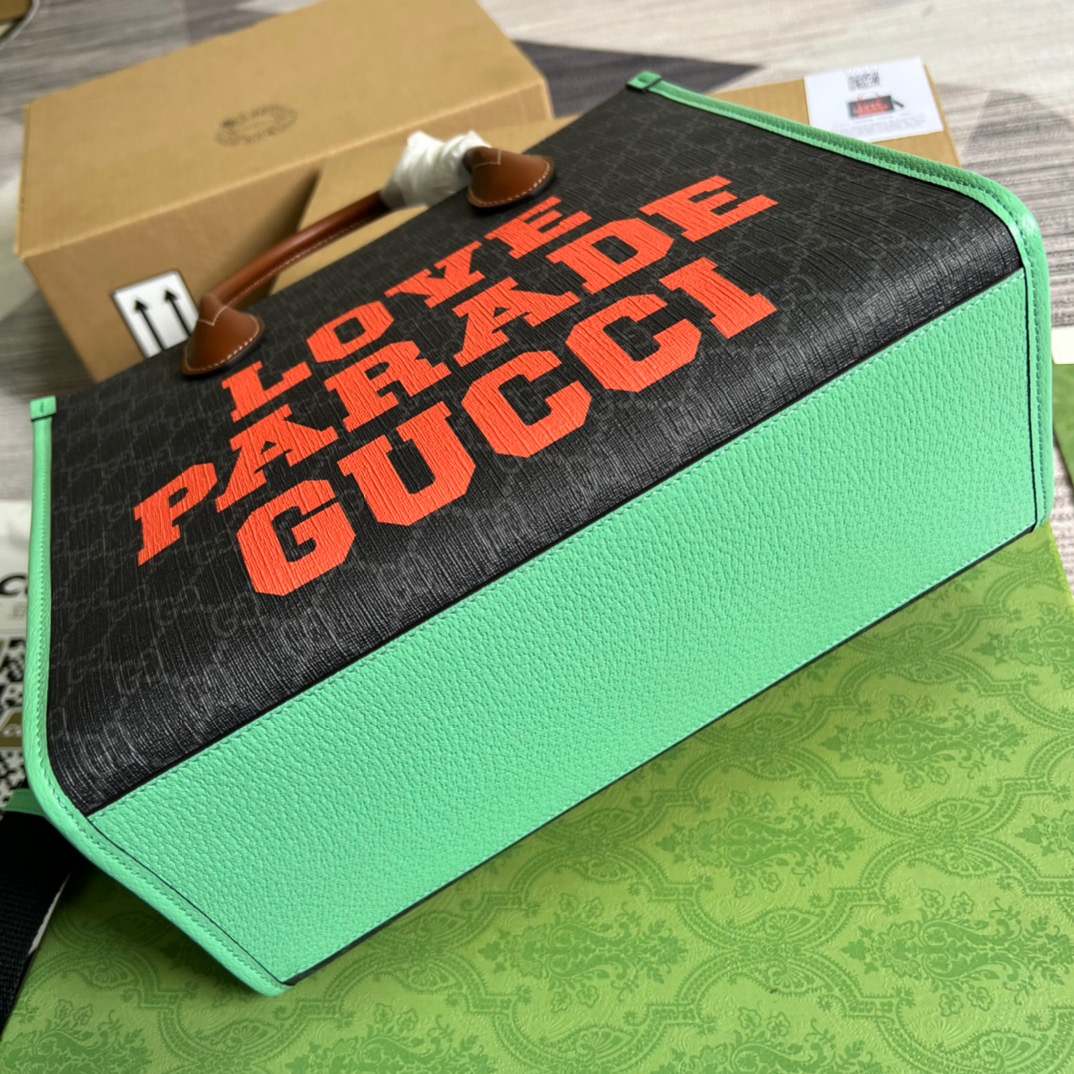 Gucci Love Parade Gucci Tote Bag Green For Women, Women’s Bags 12.2in/31cm GG