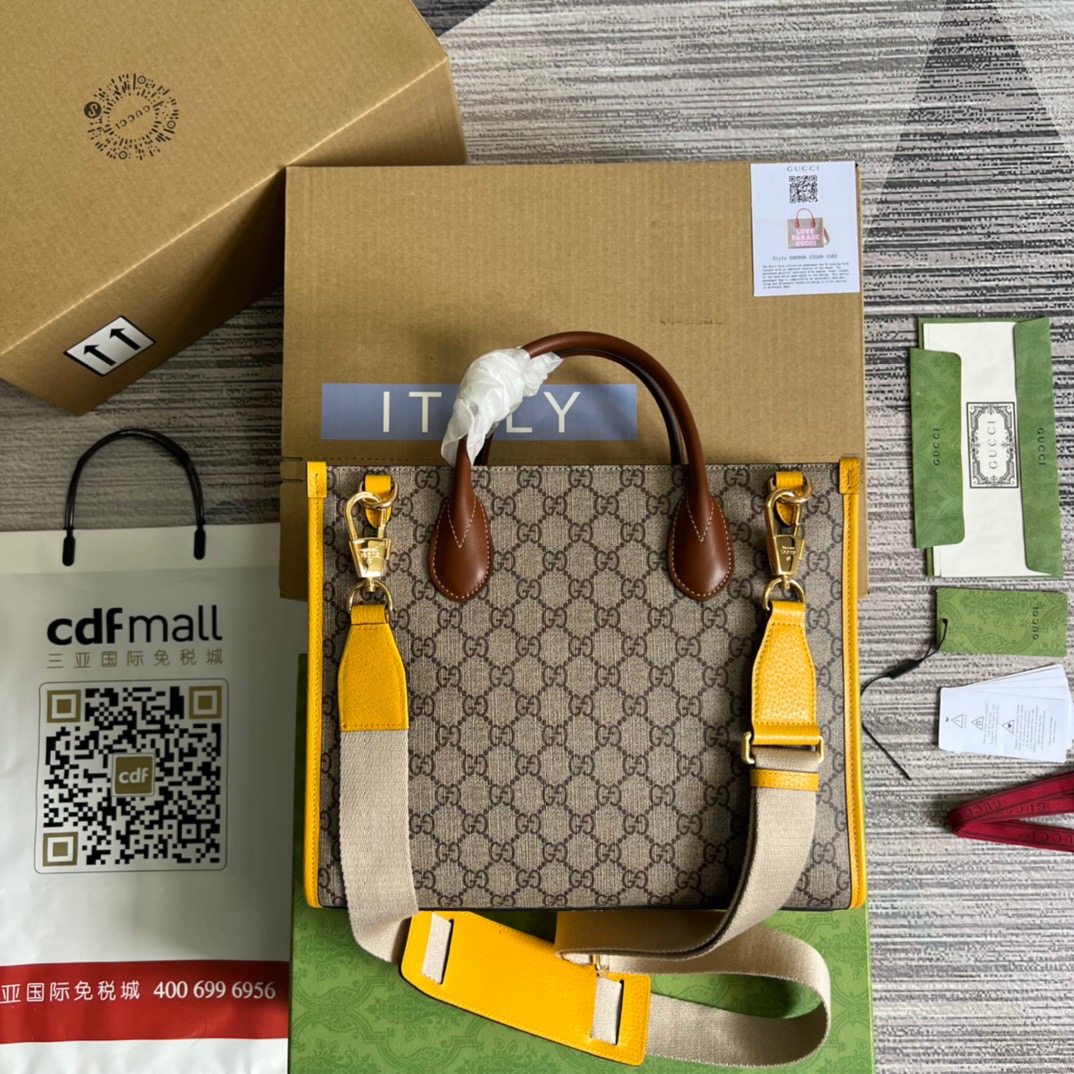 Gucci Love Parade Gucci Tote Bag Yellow For Women, Women’s Bags 12.2in/31cm GG