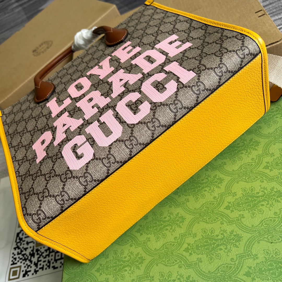 Gucci Love Parade Gucci Tote Bag Yellow For Women, Women’s Bags 12.2in/31cm GG