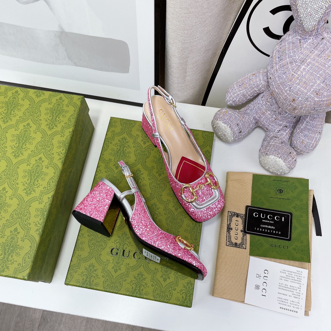 Gucci Lovelight Slingback Mid-Heel With Horsebit Silver For Women GG