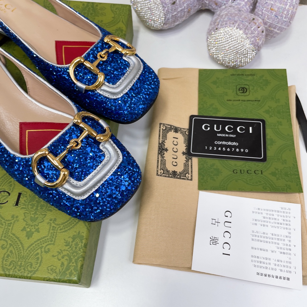 Gucci Lovelight Slingback With Horsebit Blue For Women GG