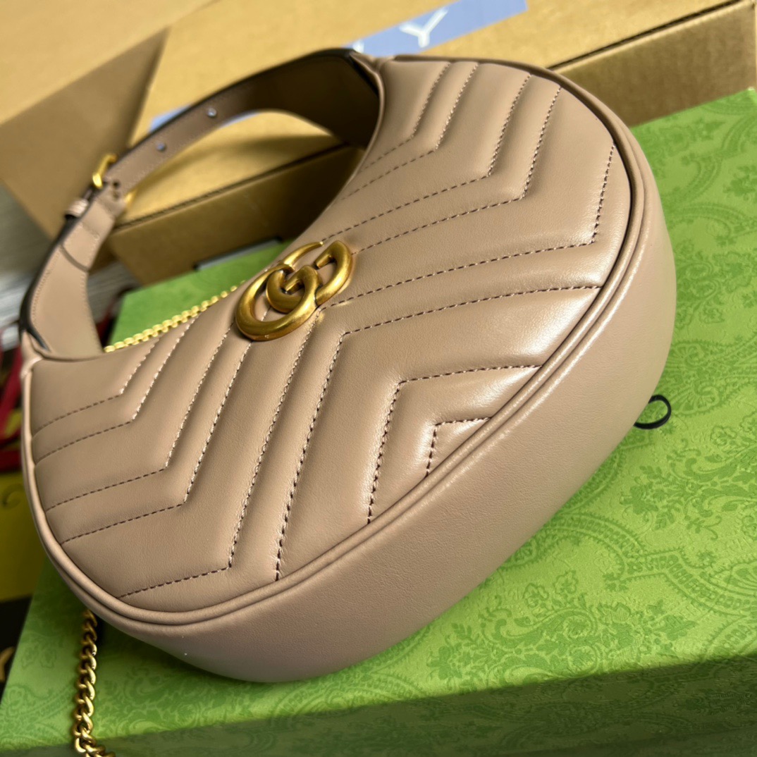 Gucci Marmont Half Moon Shaped Mini Bag Beige For Women, Women’s Bags 8.5in/22cm GG