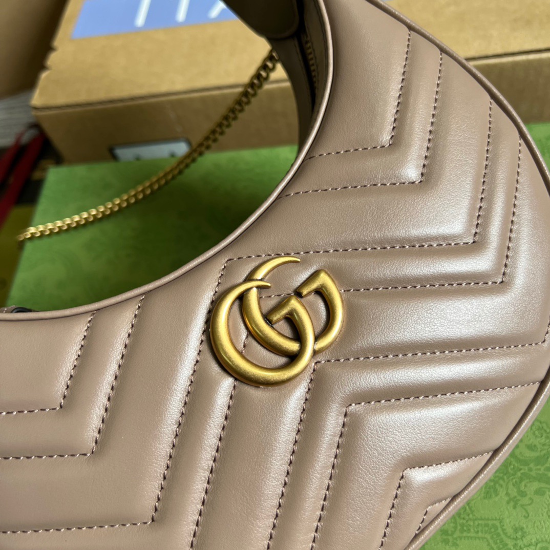 Gucci Marmont Half Moon Shaped Mini Bag Beige For Women, Women’s Bags 8.5in/22cm GG