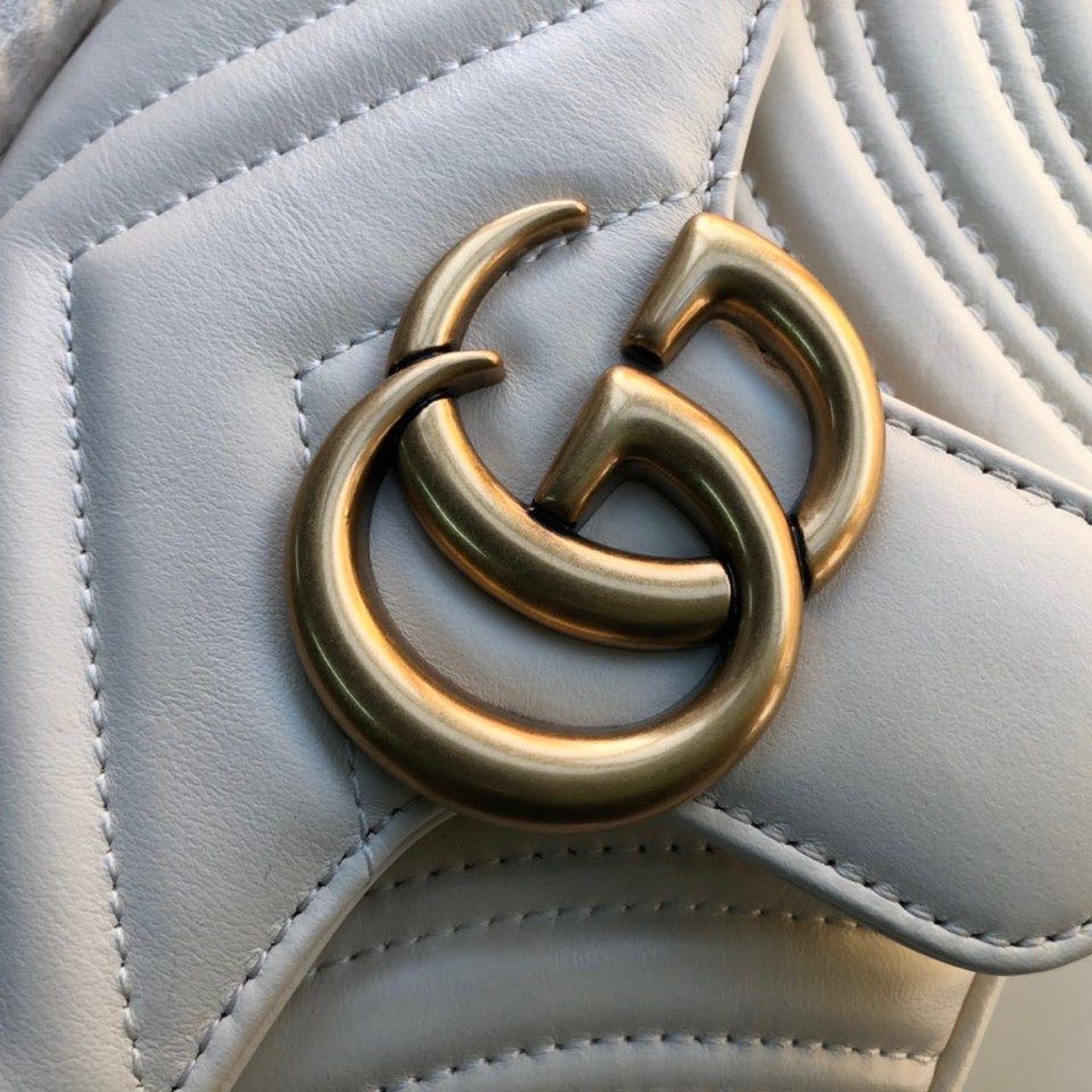 Gucci Marmont Matelassé Mini Bag  White  For Women 8.5in/22cm GG 446744 DTDIT 9022
