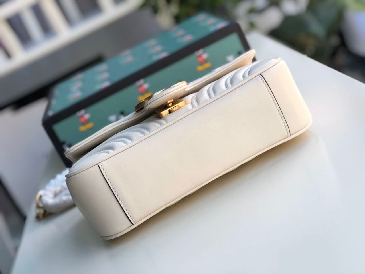 Gucci Marmont Matelassé Mini Bag  White  For Women 8.5in/22cm GG 446744 DTDIT 9022
