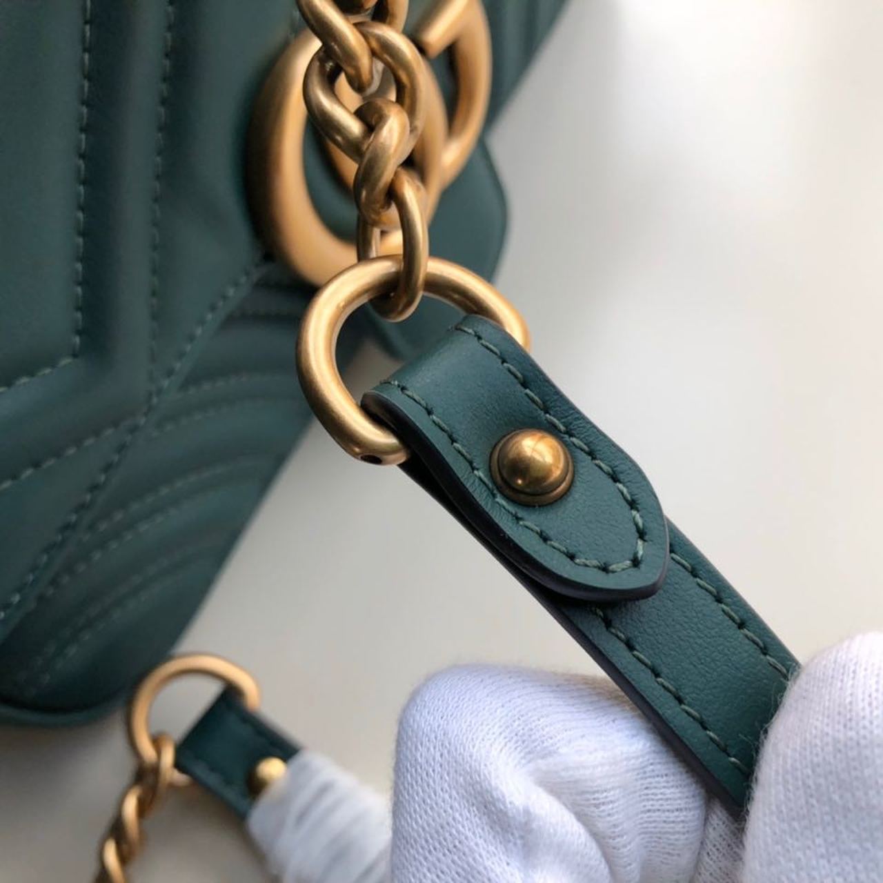 Gucci Marmont Matelassé Mini Bag Green Matelassé Chevron For Women 8.5in/22cm GG 446744