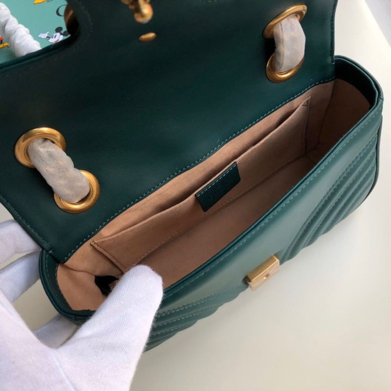 Gucci Marmont Matelassé Mini Bag Green Matelassé Chevron For Women 8.5in/22cm GG 446744