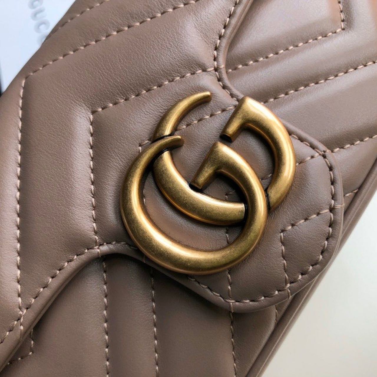 Gucci Marmont Matelassé Super Mini Bag Beige Matelassé Chevron For Women 6.2in/16.5cm GG