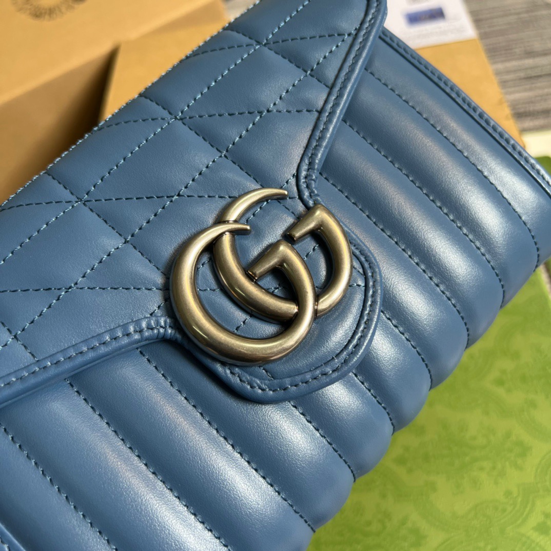 Gucci Marmont Super Mini Bag Blue For Women, Women’s Bags 6.2in/17cm GG 476433 DTD5F 4340