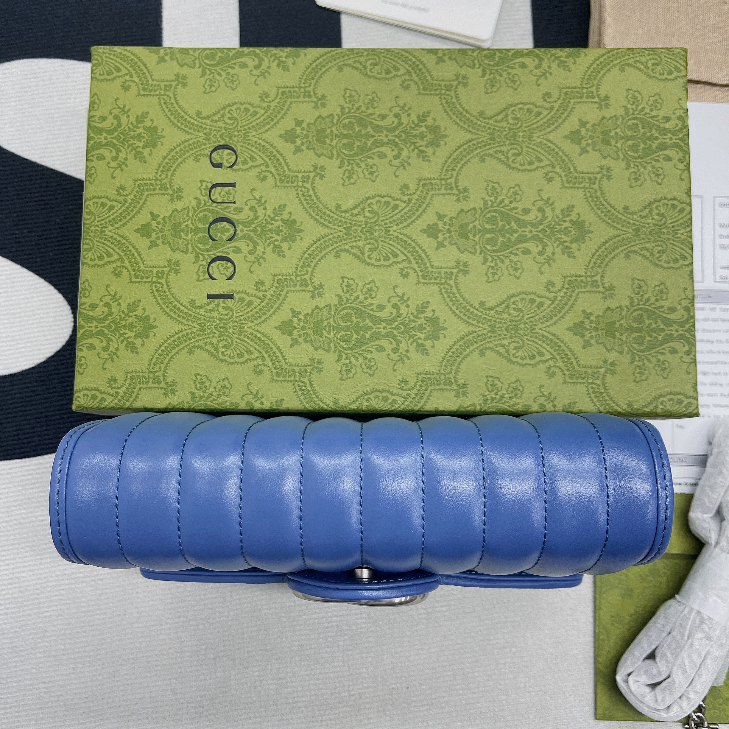 Gucci Marmont Super Mini Bag Blue For Women, Women’s Bags 6.2in/17cm GG 476433 DTD5F 4340