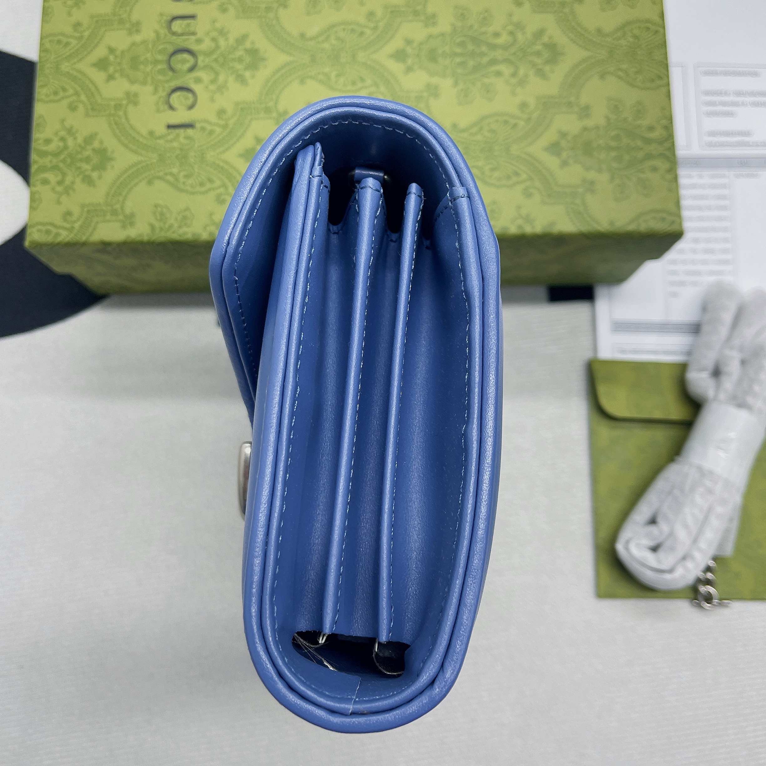 Gucci Marmont Super Mini Bag Blue For Women, Women’s Bags 6.2in/17cm GG 476433 DTD5F 4340
