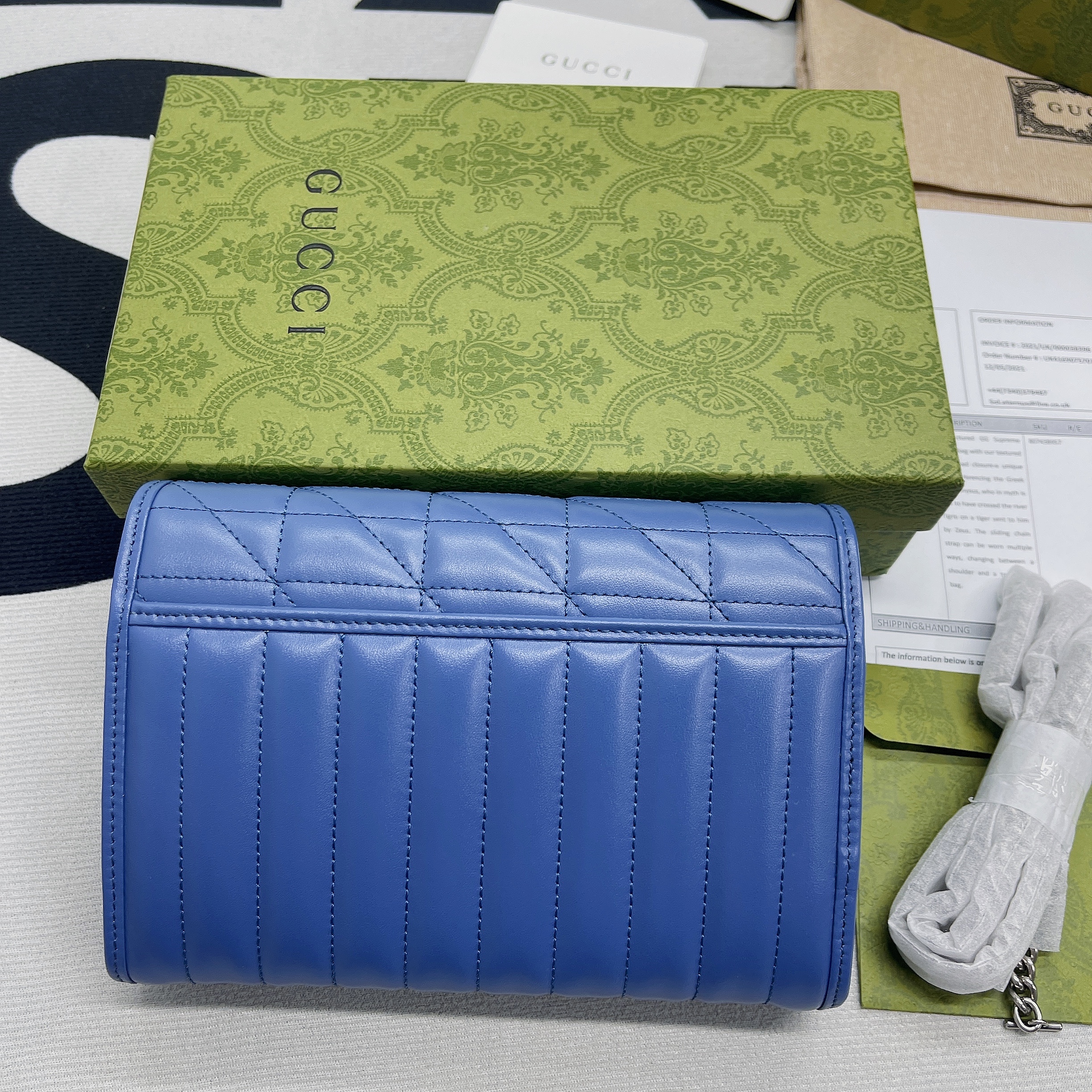 Gucci Marmont Super Mini Bag Blue For Women, Women’s Bags 6.2in/17cm GG 476433 DTD5F 4340
