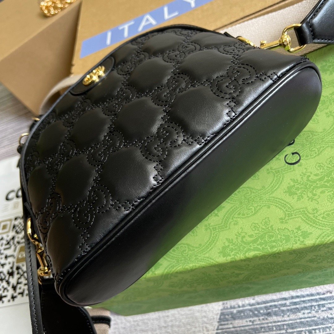 Gucci Matelasse Shoulder Bag Black For Women, Women’s Bags 9in/23cm GG