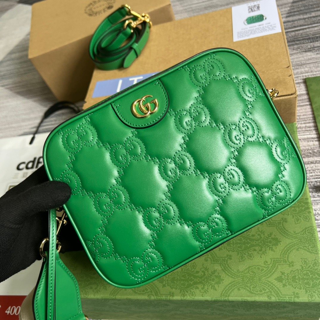 Gucci Matelasse Shoulder Bag Green For Women, Women’s Bags 8.5in/22cm GG 702234 UM8HG 3389