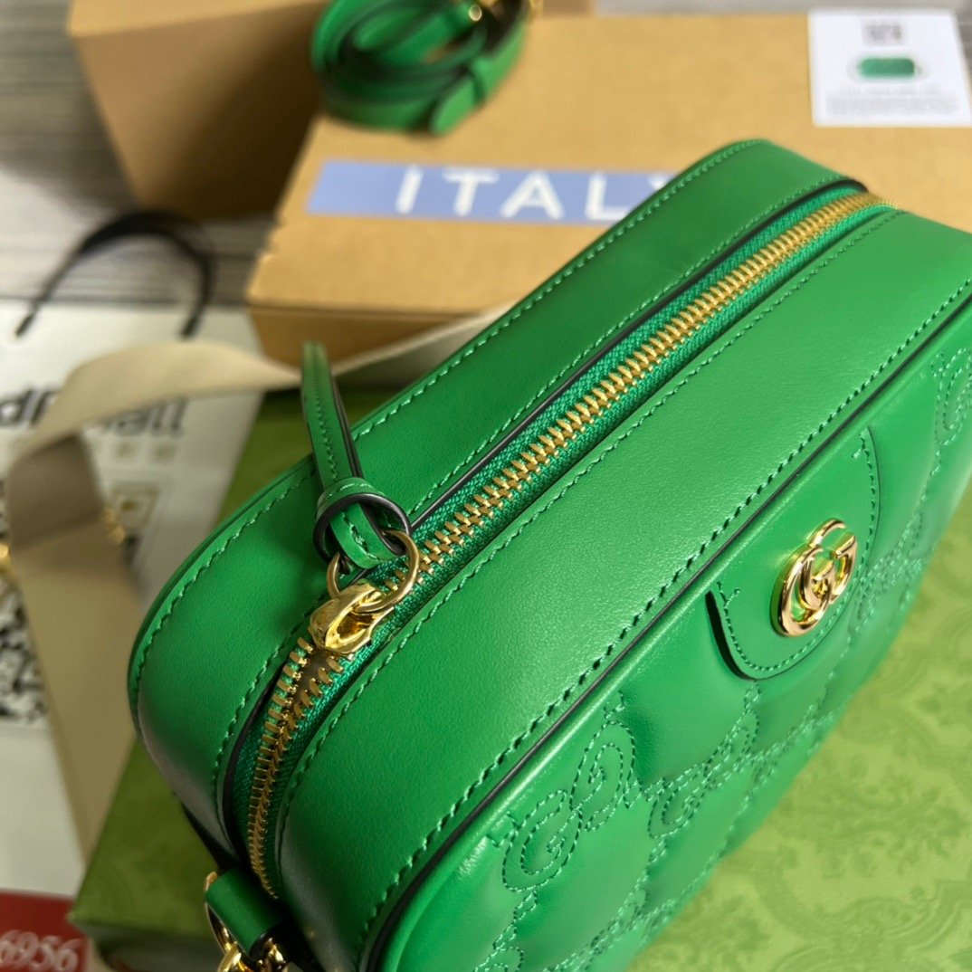 Gucci Matelasse Shoulder Bag Green For Women, Women’s Bags 8.5in/22cm GG 702234 UM8HG 3389