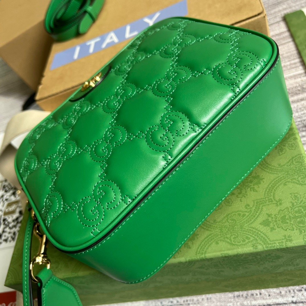 Gucci Matelasse Shoulder Bag Green For Women, Women’s Bags 8.5in/22cm GG 702234 UM8HG 3389