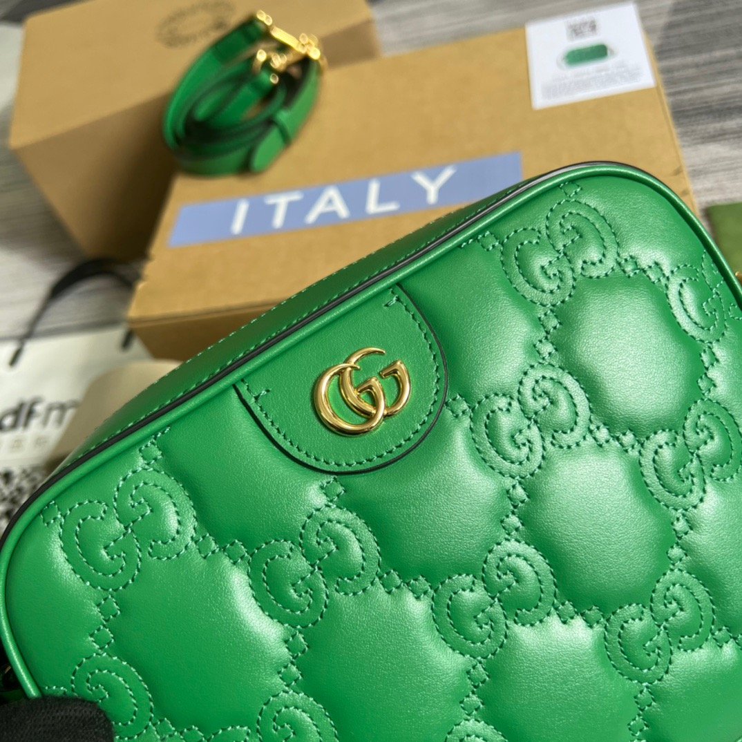 Gucci Matelasse Shoulder Bag Green For Women, Women’s Bags 8.5in/22cm GG 702234 UM8HG 3389
