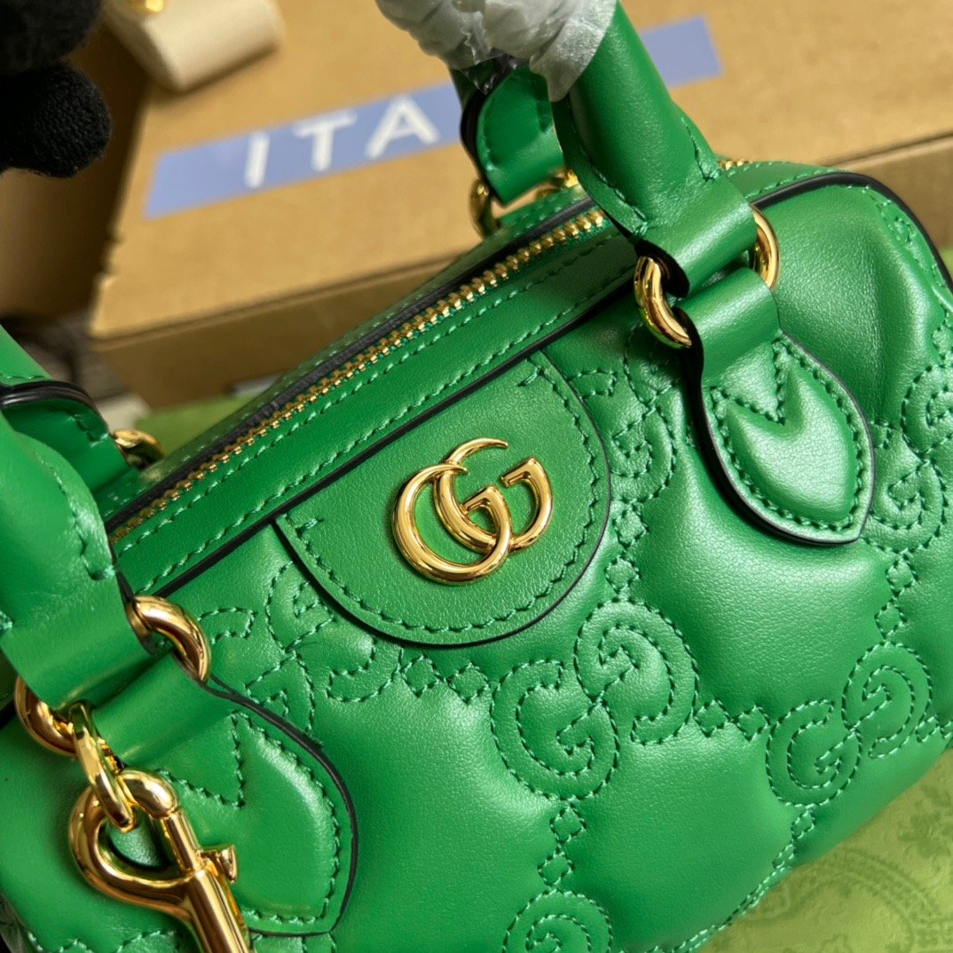 Gucci Matelasse Top Handle Bag Green For Women, Women’s Bags 7.5in/19cm GG 702251 UM8HG 3389