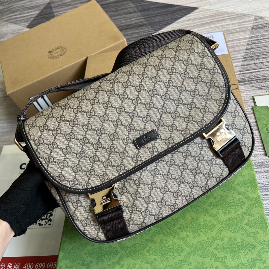 Gucci Messenger Bag Shoulder Bag Beige GG Supreme Canvas For Women,Men 12.9in/33cm 2101214094842
