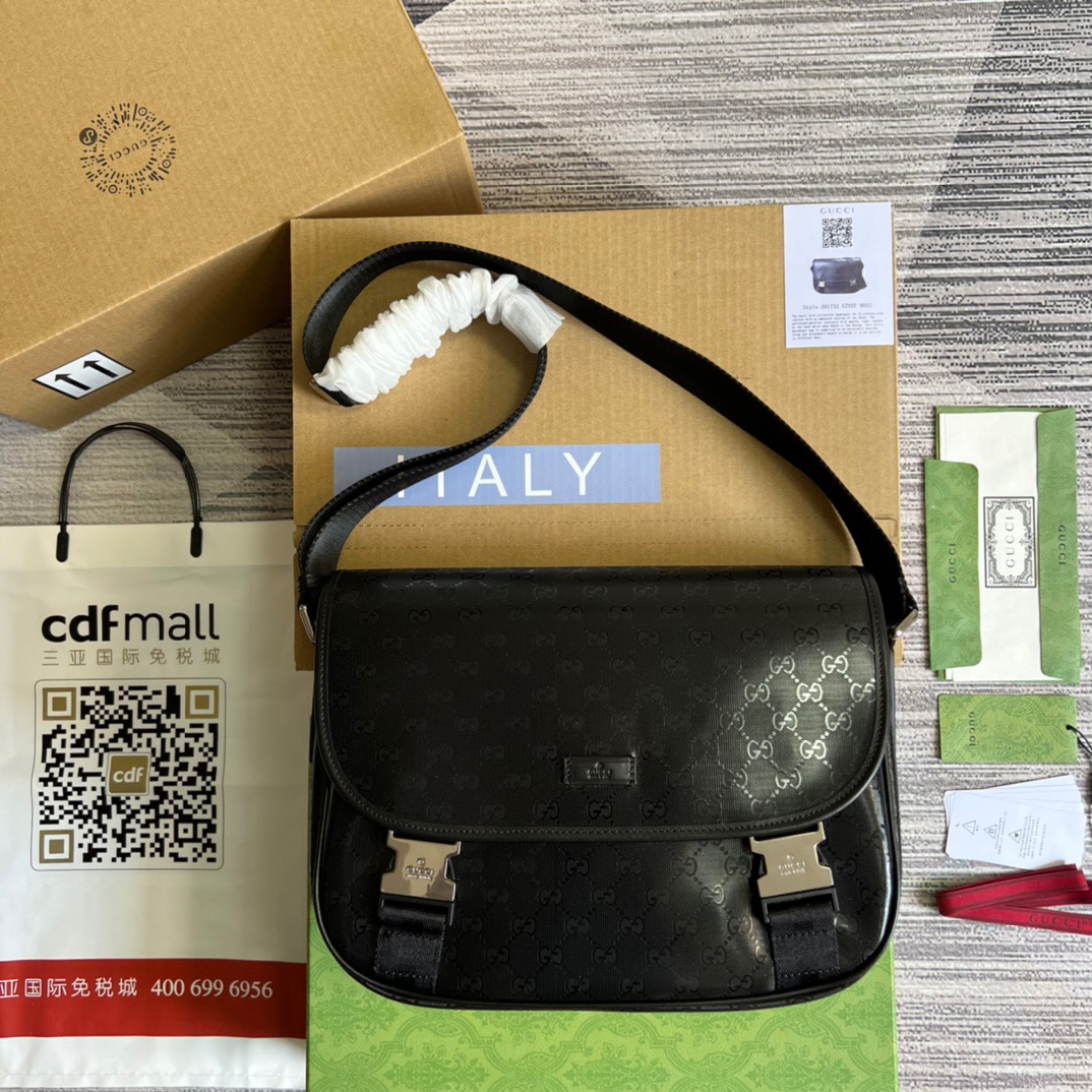 Gucci Messenger Bag Shoulder Bag Black GG Supreme Canvas For Women,Men 12.9in/33cm GG 2101214059377