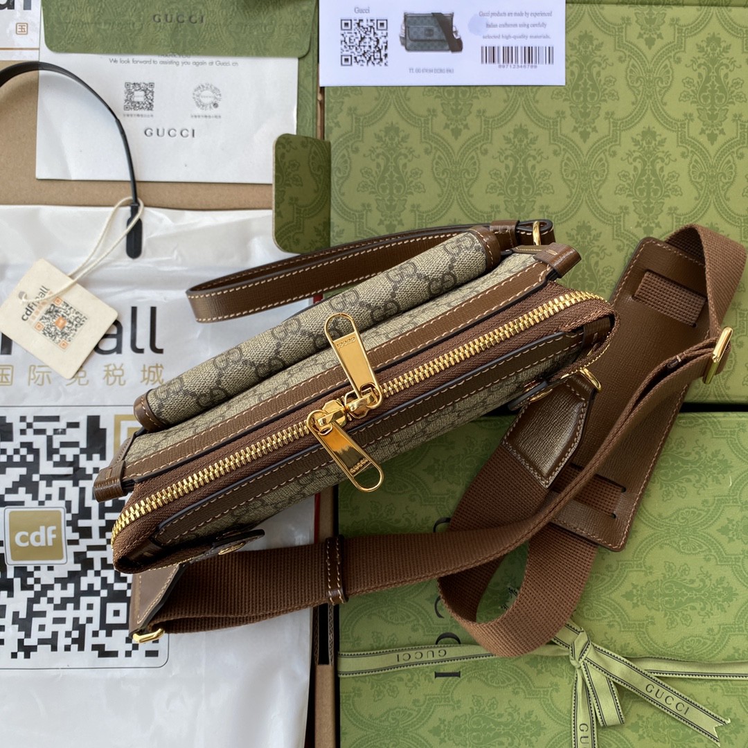 Gucci Messenger Bag With Interlocking G Beige/Ebony GG Supreme Canvas For Men 8.3in/21cm GG