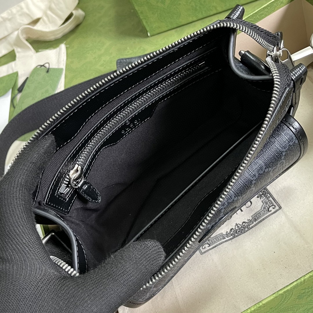 Gucci Messenger Bag With Interlocking G Black Supreme Canvas For Men 8in/21cm 674164 92THN 1000