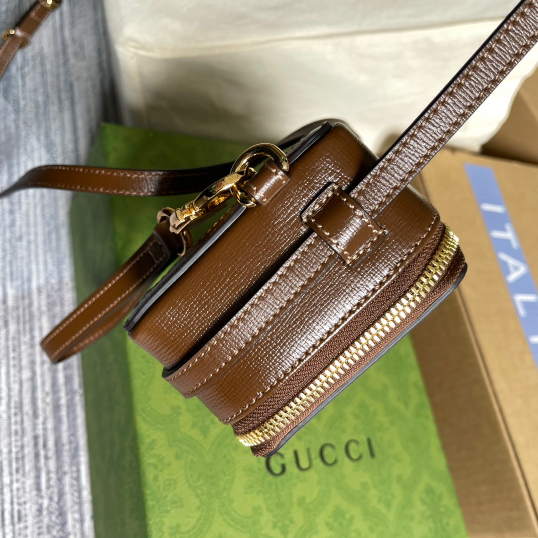 Gucci Mini Bag With Interlocking G Beige And Ebony GG Supreme Canvas And Brown For Women 9in/23cm GG