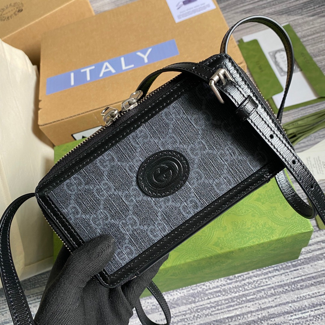 Gucci Mini Bag With Interlocking G Black GG Supreme Canvas For Women 9in/23cm GG
