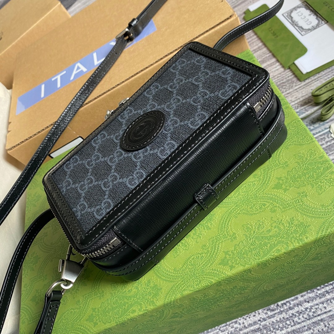 Gucci Mini Bag With Interlocking G Black GG Supreme Canvas For Women 9in/23cm GG