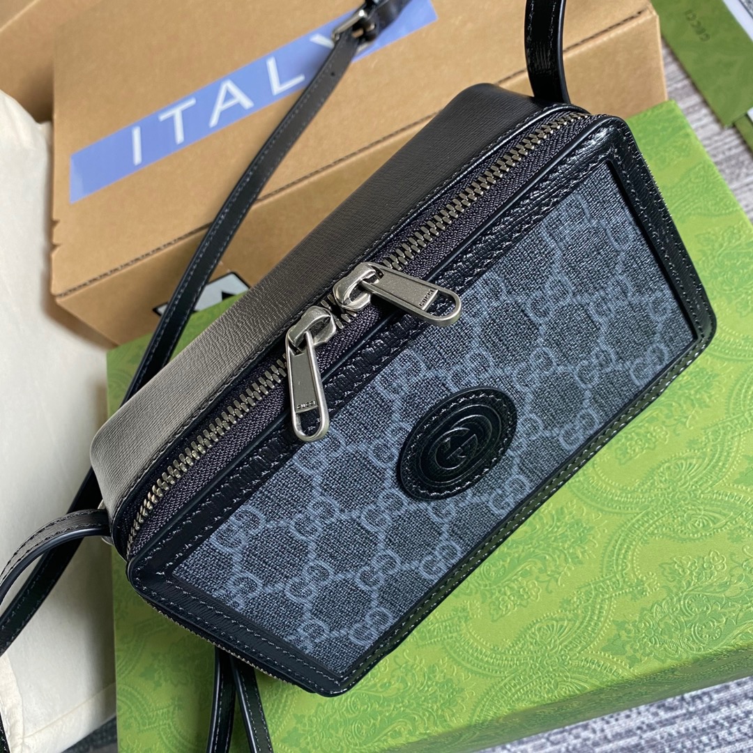 Gucci Mini Bag With Interlocking G Black GG Supreme Canvas For Women 9in/23cm GG
