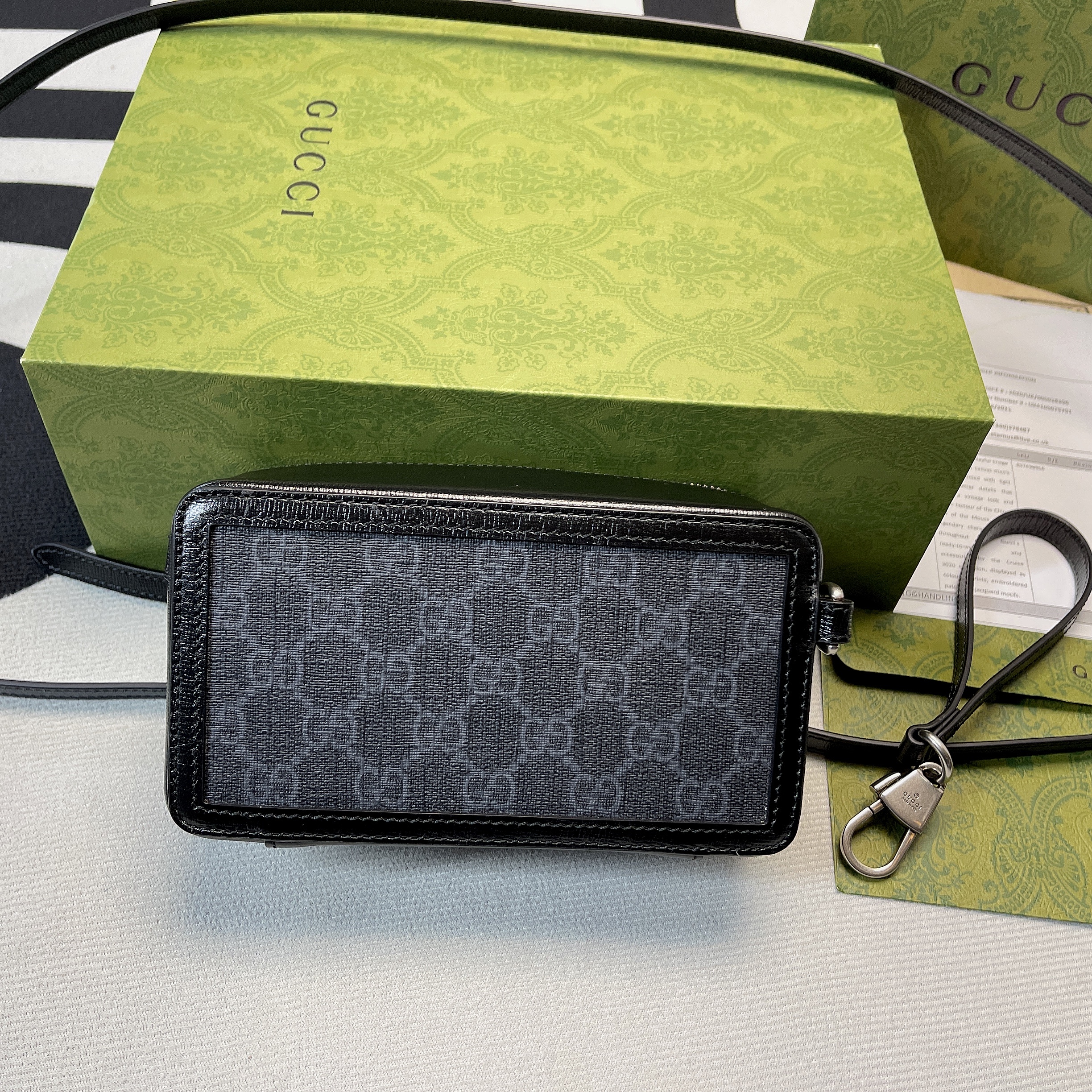 Gucci Mini Bag With Interlocking G Black GG Supreme Canvas For Women 9in/23cm GG