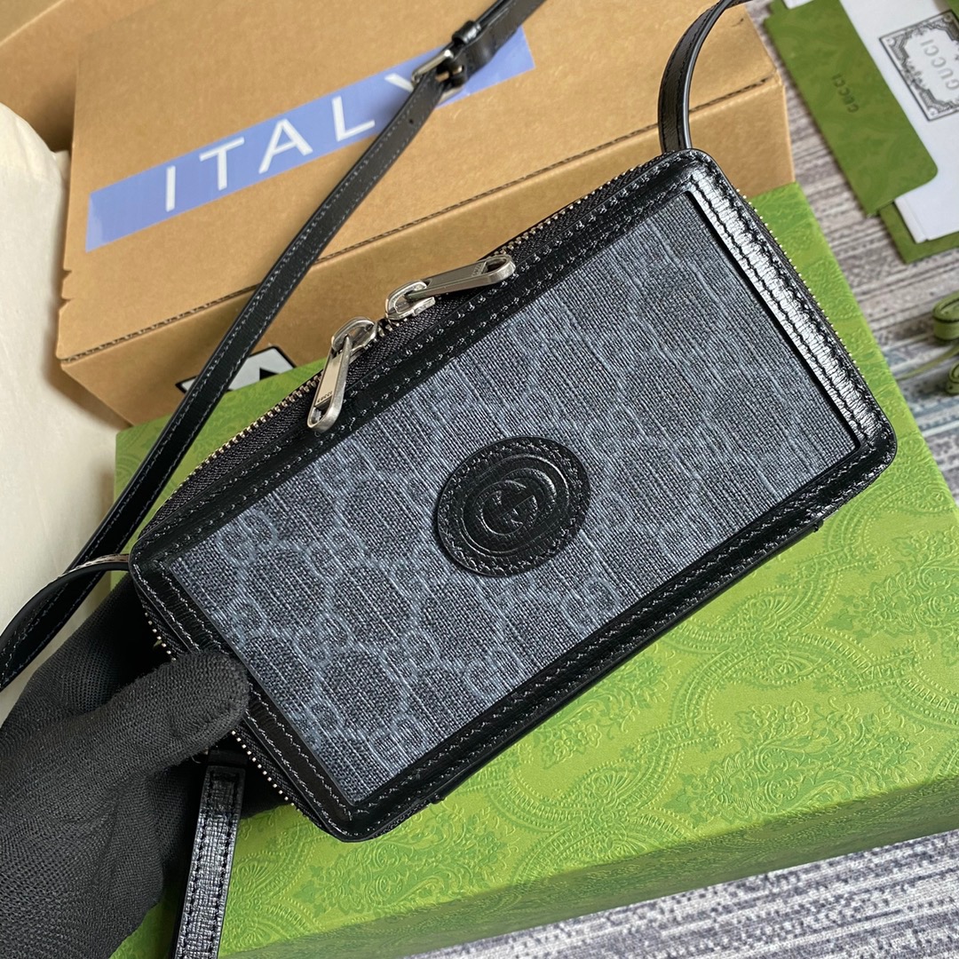 Gucci Mini Bag With Interlocking G Black GG Supreme Canvas For Women 9in/23cm GG