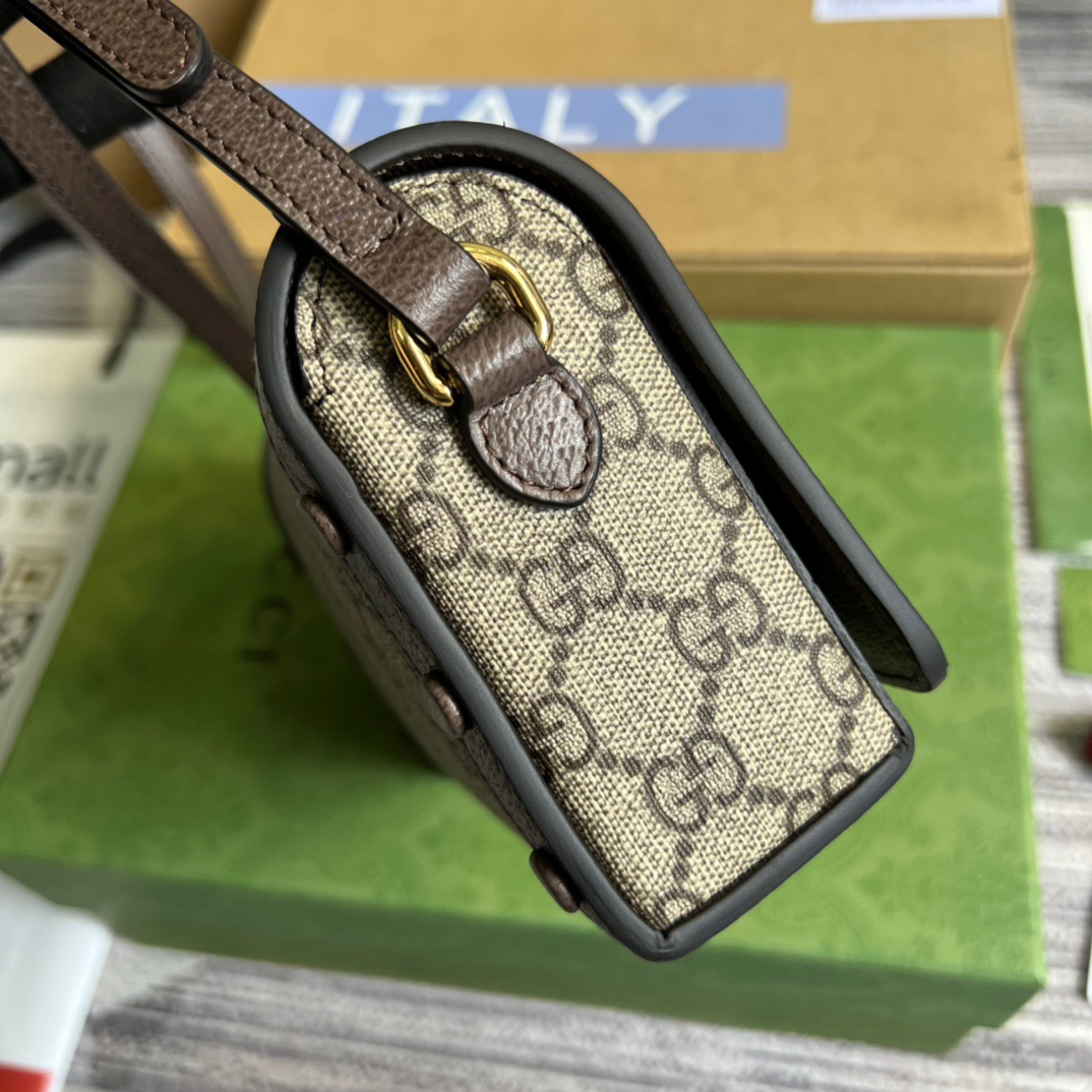 Gucci Mini Kitten Printed Monogrammed Coated-Canvas Messenger Bag Beige And Ebony GG Supreme Canvas, An Eco-Friendly Material For Women  7.1in/18cm GG