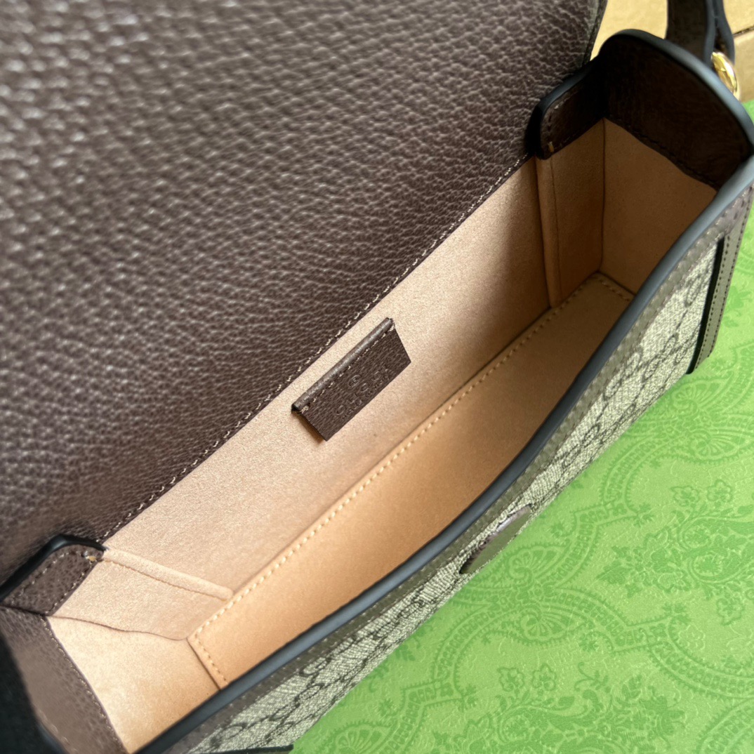 Gucci Mini Printed Monogrammed Coated-Canvas Messenger Bag Beige And Ebony GG Supreme Canvas For Women  7.1in/18cm GG 1647597277738776