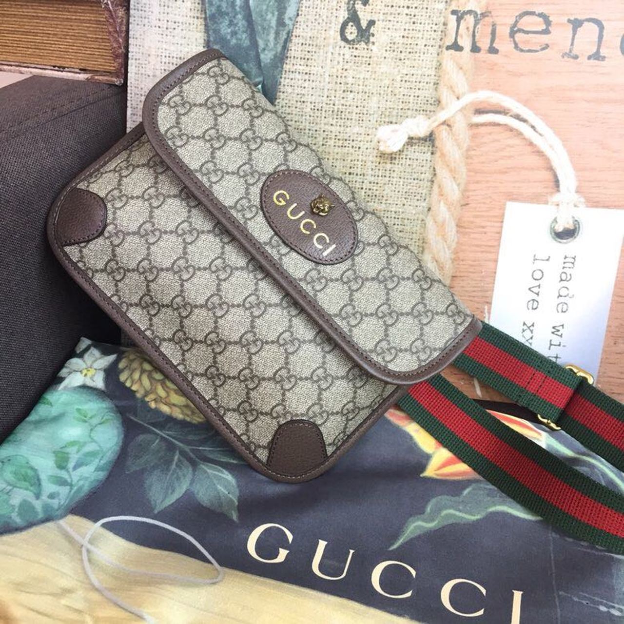 Gucci Neo Vintage GG Supreme Belt Bag Beige/ebony GG Supreme Canvas With Brown For Women 9.4in/24cm